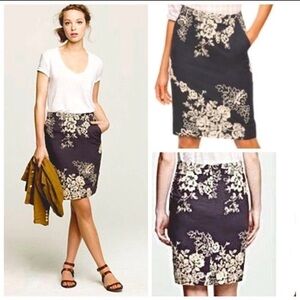 J. Crew Grey and Cream Floral embroidered Pencil Skirt size 6